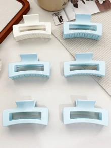 6 chiếc kẹp tóc vuông pha lê màu xanh nhạt, phụ kiện tóc cô dâu tối giản thanh lịch, kẹp tóc đa năng cho phù dâu, dùng hàng ngày, lễ hội, tiệc tùng. - màu xanh da trời - Xem 3