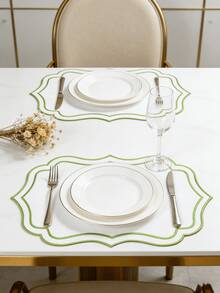1/2/4pcs Asymmetrical Fabric Placemats, Suitable For Wedding Banquet Table Decor, Christmas, Easter, Valentine's Day, Thanksgiving Table Mats, Coffee Machine Pads, Non-Slip Heat-Resistant Mats For Wedding, Holidays, Picnics, Birthday Parties - Multicolor - View 16