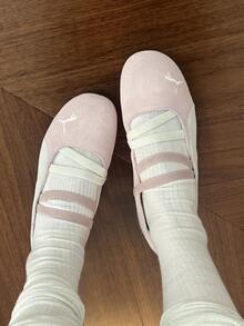 PUMA彪馬 speedcat Ballet 薄底鞋 芭蕾鞋 瑪莉珍 舒適百搭 平跟 液態銀 低筒 生活休閒鞋 女款 粉紅白色 - 粉紅白色 - 查看 7