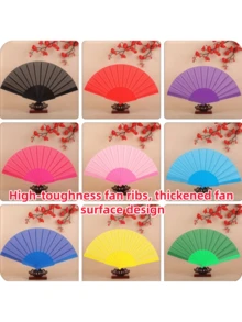 1/3pcs Purple & Multicolor Minimalist Foldable Hand Fan, Smooth Plastic Surface, Lightweight & Portable, Suitable For Weddings, Parties, Dance Performances And Summer Daily Use - Purple - View 4