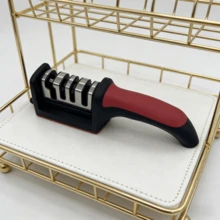 4-stufiger Messerschärfer, handgehaltenes Küchenschärfwerkzeug - Multifunktions-Schärfer kann Klingen reparieren, restaurieren und polieren, ergonomisches kompaktes Design geeignet für Küche Zuhause, 1/2 Stück (Rot) - Rot - Übersicht 6
