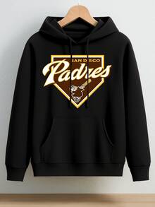 Men Sport Hoodie Sweatshirt Casual Wear For Fall Winter Season   San Diego Padres Logo Print Baseball Team Design With Classic Brown And Gold Color Scheme   Unisex Comfortable Loose Fit Pullover Hoodie Ideal For Daily Wear Workout Outdoor Activities And Sports Events Perfect For Autumn And Winter Seasons - 黑色 - 查看 10