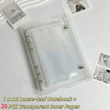 1本A8/A7/A6透明活页笔记本，贴纸活页笔记本，YOUCHENGYOUPIN，贴纸笔记本，Kpop照片卡收纳本，双扣软皮透明活页笔记本，手工DIY日记本，适用于相册、贴纸本、笔记本、计划本、学生返校用品、办公用品 - 無色 - 查看 8