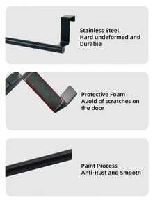 1pc/2pcs Stainless Steel Kitchen Cabinet Towel Rack, Seamless Bathroom/Kitchen Door Towel Bar Storage Rack, Wedding Decor, Holiday Decor, Birthday Gift - Black - View 9