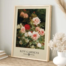 1pc, Canvas Wall Art, Framed Wall Decor, Fashionable Aesthetic Home Decor, Kew Gardens Mural Print, Romantic Rose Floral Poster, Inspired By London Gardens, Wall Art, Poster, Framed Wall Art, Room Decor, Bedroom Decor, Room Decor, Poster, Wall Decor, Bathroom Decor, Living Room Decor, Kitchen Decor - Canvas (Optional Frame) - Roses - View 10
