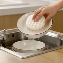 Bông tắm và bàn chải rửa chén nhà bếp, có đế hút để cất giữ, bàn chải rửa chén dễ dàng vệ sinh, bông tắm tẩy vết bẩn và làm sạch nhà cửa, khăn lau thần kỳ. - A - Xem 4