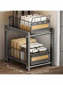1 chiếc kệ đựng đồ nhà bếp bằng kim loại hiện đại, bề mặt được đánh bóng, kệ đựng gia vị đa chức năng, thích hợp cho ngăn kéo tủ dưới bồn rửa trong nhà và nhà hàng. - Nhiều màu - Xem 8