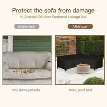 1 tấm bọc ghế sofa hình chữ L - Chất liệu vải Oxford 300D, bền chắc, phù hợp với ghế sofa hình chữ L, bàn cà phê, bàn hiên trong nhà, màu đen (Chỉ bao gồm tấm bọc) - màu đen - Xem 6