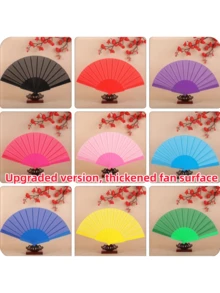 1/3pcs Black & Multicolor Minimalist Foldable Hand Fan, Smooth Plastic Surface, Lightweight & Portable, Suitable For Weddings, Parties, Dance Performances And Summer Daily Use - Black - View 7