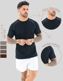 Kit 3 Men's Dry Fit T-Shirt Gym Training Running Cycling Basic Plain Blouse Shirt Workout Everyday - Blanco - Ver 6