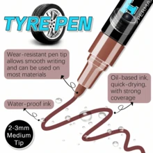 1pc Waterproof Tire Paint Marker Pen, Fade-Proof And Easy To Color. Suitable For Car, Motorcycle And Bike Tires. Great DIY Tool To Draw Wheel Letters For Personalized Car Modification. - Multicolor - View 6