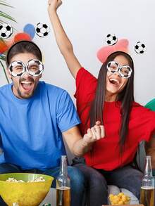6/12件組足球髮箍與眼鏡，彈性髮箍舒適佩戴，高品質材質，必備球迷裝備，隊伍紀念禮品 - 彩色 - 查看 3