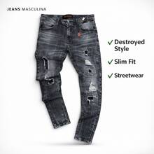 Men's Skinny Fitted Jeans With Elastane, Comfortable, Casual/Player Style - View 2