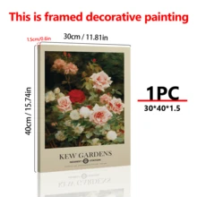 1pc, Canvas Wall Art, Framed Wall Decor, Fashionable Aesthetic Home Decor, Kew Gardens Mural Print, Romantic Rose Floral Poster, Inspired By London Gardens, Wall Art, Poster, Framed Wall Art, Room Decor, Bedroom Decor, Room Decor, Poster, Wall Decor, Bathroom Decor, Living Room Decor, Kitchen Decor - Canvas (Optional Frame) - Roses - View 14