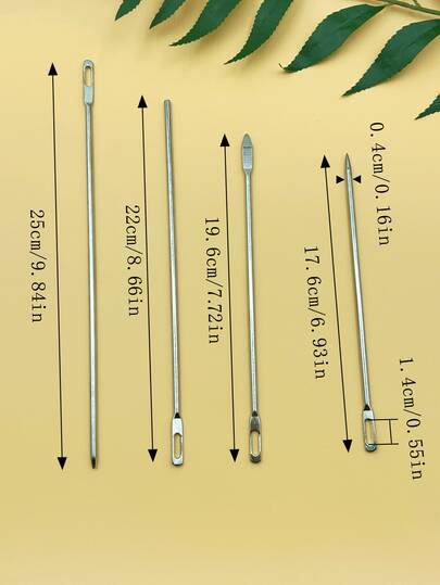 Kim đan dày 4mm, lỗ kim lớn, một đầu có lỗ lớn để xỏ chỉ, đầu kia dẹt/nhọn, đa năng dùng để đan áo len, may vá, xỏ ren/dây, sửa chữa quần áo, làm đồ thủ công DIY.