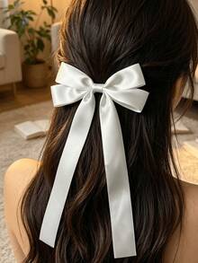 1 Peça Presilha de Cabelo com Laço Minimalista Estilo Coreano, Tiara Branca para Foto de Noiva, Suporte de Rabo de Cavalo, Adequado para Festivais, Apresentações, Festas e Uso Diário, Verão, Feriados, Viagens, Presilhas - Multicolorido - Visão 5