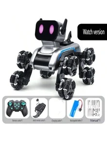 Đồ chơi robot chó điều khiển từ xa 8 bánh, điều khiển từ xa kép 2.4GHz & xe nhào lộn cảm biến cử chỉ có nhạc và nhảy múa, bánh xe Mecanum chống rơi, quà tặng đồ chơi điều khiển từ xa cho trẻ em trai và gái từ 6 tuổi trở lên. - Nhiều màu - Xem 10