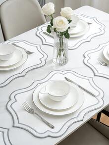 1/2/4pcs Asymmetrical Fabric Placemats, Suitable For Wedding Banquet Table Decor, Christmas, Easter, Valentine's Day, Thanksgiving Table Mats, Coffee Machine Pads, Non-Slip Heat-Resistant Mats For Wedding, Holidays, Picnics, Birthday Parties - Multicolor - View 18