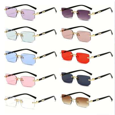 Kính thời trang vuông nhiều màu sắc unisex, gọng mảnh, thiết kế không viền, thích hợp để chống nắng mùa hè, đi biển, chơi thể thao ngoài trời, dự tiệc, lái xe, câu cá, đạp xe, mua sắm và chụp ảnh, cũng là một món đồ thời trang không thể thiếu cho mùa tựu trường.
