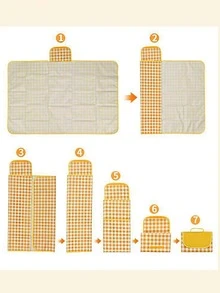 1pc Outdoor Picnic Mat, Waterproof Thick Oxford Cloth Camping Ground Mat With Carry Bag, Foldable - Lattice - View 3