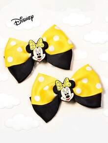 Disney 2pcs Cartoon Polka Dot Bow Hair Clips, Suitable For Daily Wear, Holiday Parties, Mother's Day Gifts, Valentine's Day Outfits, Back To School & Graduation Accessories - Multicolor - View 5