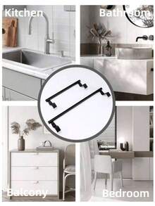 1pc/2pcs Stainless Steel Kitchen Cabinet Towel Rack, Seamless Bathroom/Kitchen Door Towel Bar Storage Rack, Wedding Decor, Holiday Decor, Birthday Gift - Black - View 12