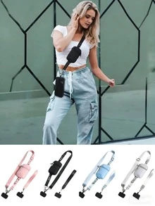 Reißverschluss-Tasche Handy Lanyard Geldbörse Handy Lanyard Geldbörse & Clip Umhängetasche Geldbörse Handy Lanyard, alles aus Polyesterfaser gefertigt, geeignet für alle Smartphones - Verschiedenfarbig - Übersicht 3