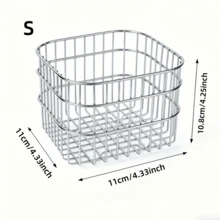 Modern Open Storage Basket - Minimalist Hollow Line Design, Suitable For Vanity, Desktop Organization, Bathroom, Room, Cosmetics And Photography Props Storage Basket, Fashionable Design, Sturdy Structure, Bathroom Storage Organization, Home Storage - Silver - View 13