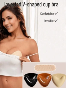 1 paire de coussinets de soutien-gorge adhésifs réutilisables à double face, qui soulèvent et soutiennent. Adhésifs, conviennent aux soutiens-gorge sans bretelles, bikinis, maillots de bain et de sport - Multicolore - Voir 3