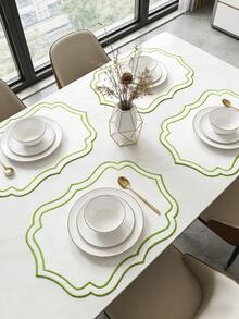 1/2/4pcs Asymmetrical Fabric Placemats, Suitable For Wedding Banquet Table Decor, Christmas, Easter, Valentine's Day, Thanksgiving Table Mats, Coffee Machine Pads, Non-Slip Heat-Resistant Mats For Wedding, Holidays, Picnics, Birthday Parties - Multicolor - View 12