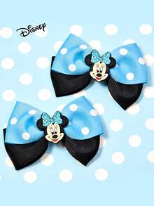 Disney 2pcs Cartoon Polka Dot Bow Hair Clips, Suitable For Daily Wear, Holiday Parties, Mother's Day Gifts, Valentine's Day Outfits, Back To School & Graduation Accessories - Multicolor - View 4