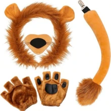 4pcs Cute Lion Costume Set, Includes 2 Headbands With Ears, Suitable For Various Festival Parties, Performances And Halloween - Multicolor - View 12