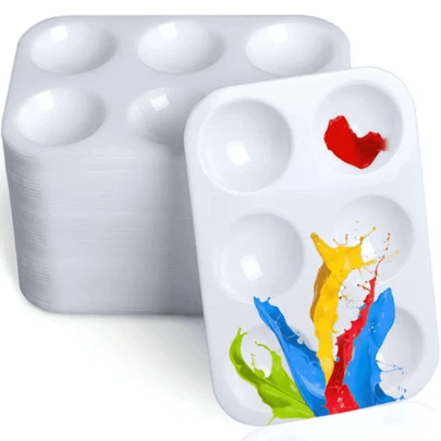 10 قطع من لوحات الرسم المستطيلة السميكة ذات 6 فتحات، مناسبة للرسم بالألوان المائية والزيتية، مستلزمات فنية للطلاب