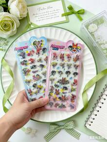 Official Authorized 3D Stickers, Featuring Cute Floral, Bubble And Butterfly Expressions, Suitable For Decorating Diaries, Photos, Phone Cases And Water Bottles, Waterproof And Durable, Classic Childhood Animation Theme Stationery Rewards, Suitable For Students And Children - Multicolor - View 5