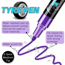 1pc Waterproof Tire Paint Marker Pen, Fade-Proof And Easy To Color. Suitable For Car, Motorcycle And Bike Tires. Great DIY Tool To Draw Wheel Letters For Personalized Car Modification. - Multicolor - View 5