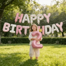14pcs Pink Fabric Printed "Happy Birthday" Banner And 40-Inch Pink Number Foil Balloon, Suitable For Birthday Party Supplies, Christening Decorations, Shower, Birthday Balloons, Birthday Accessories, Pink Princess Theme Party, Anniversary Celebration - Pink Birthday Balloons - View 8