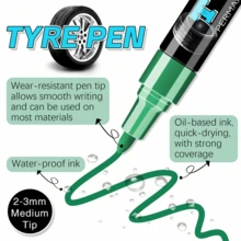 1pc Waterproof Tire Paint Marker Pen, Fade-Proof And Easy To Color. Suitable For Car, Motorcycle And Bike Tires. Great DIY Tool To Draw Wheel Letters For Personalized Car Modification. - Multicolor - View 2
