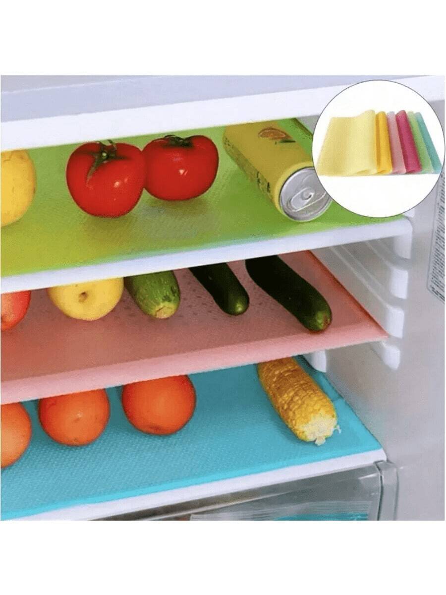4pcs Washable Waterproof Oil-Resistant Refrigerator Mats, Suitable For Refrigerator Shelves, Freezer Glass Racks, Cabinet Drawers, Also Can Be Used As Wallpaper, Placemats, Room Decor, Effectively Prevent Oil Stains And Moisture, Perfect For Kitchen, Dining Room, Living Room, Cabinet, Wardrobe Use, Great Gift For Family And Friends - Multicolor - View 1