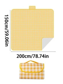 1pc Outdoor Picnic Mat, Waterproof Thick Oxford Cloth Camping Ground Mat With Carry Bag, Foldable - Lattice - View 4