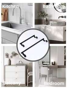 1pc/2pcs Stainless Steel Kitchen Cabinet Towel Rack, Seamless Bathroom/Kitchen Door Towel Bar Storage Rack, Wedding Decor, Holiday Decor, Birthday Gift - Black - View 10