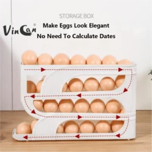3-Layer Slide Out Egg Organizer - Automatic Rolling Egg Holder, Unbreakable & Washable Plastic Dispenser, Stackable Fridge & Countertop Accessory, Space-Saver Egg Storage Rack - Multicolor - View 2