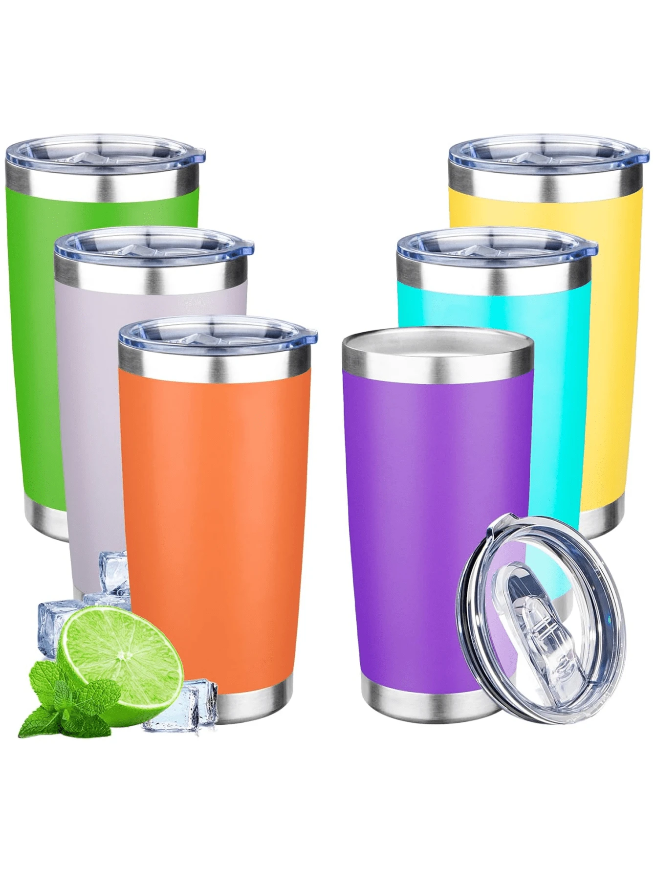 LMMAKE 20oz Tumbler With Lid Double Wall Vacuum Insulated Travel Coffee Mug Stainless Steel Thermal Cup Powder Coated Sturdy Coffee Tumbler Bulk For Hot And Cold Beverages - 彩色 - 查看 1