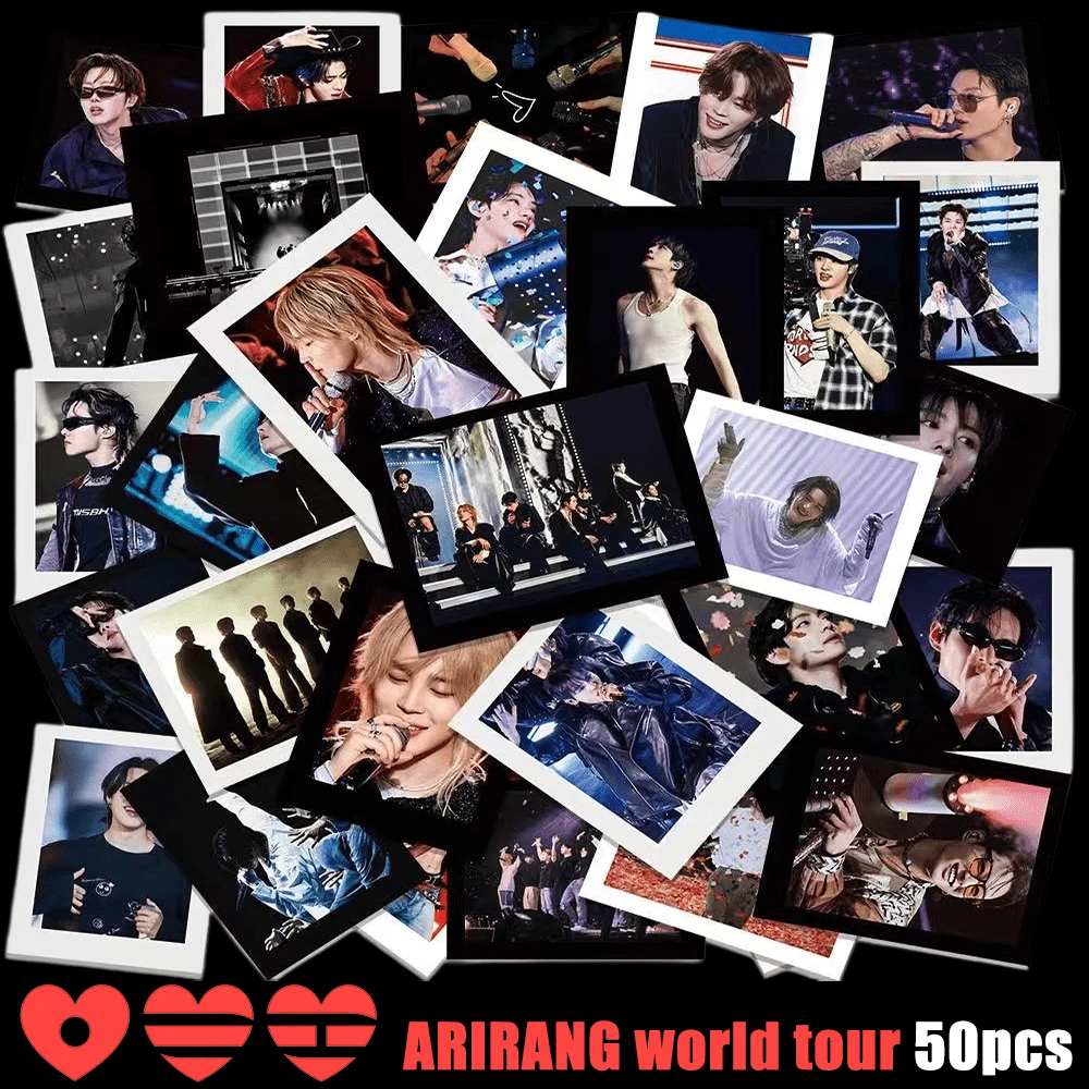 Conjunto de 50 adesivos da turnê mundial ARIRANG 2026, com Jungkook, RM, J-Hope, Jimin, Jin, V e Min Yoon Gi. Adesivos de grafite para malas, laptops, bicicletas, motocicletas, artigos de papelaria, scooters, móveis, geladeiras, celulares, copos, capacetes e carros. Ótimo presente para amigos, familiares e fãs. - OT7 - Ver 1