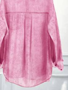 Printed Lapel Single-Breasted Loose Long Sleeve Women Shirt Spring - Baby Pink - View 3