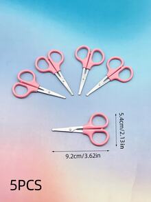 1pc/5pcs/10pcs Mini Safety Scissors, Round-Tip Small Craft Scissors, Sharp Portable Travel Scissors, Finely Crafted High-Quality Design, Suitable For Sewing, Embroidery, Crocheting, Arts & Crafts - Pink Round-tipped Scissors - View 11