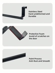 1pc Black Single Bar Towel Rack, Cabinet Door Hanging Towel Bar Without Drilling - Multicolor - View 6