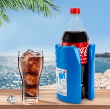 HOMYGO - Pack 4 Acumuladores de Frío para Botellas 330 g | Bloques Refrigerantes Reutilizables para Bebidas, Picnic y Viaje - AZUL - Ver 2