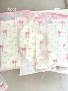 10 túi đựng đồ trong suốt có khóa kéo họa tiết hoa và nơ - Lý tưởng để đựng quần áo, đồ dùng vệ sinh cá nhân, mỹ phẩm và sắp xếp đồ đạc, hoàn hảo cho du lịch, đóng gói hành lý, bền và chống thấm nước. - Nhiều màu - Xem 12