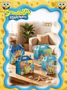 SpongeBob SquarePants Bộ 12 hộp quà tặng chủ đề nhân vật hoạt hình SquarePants dễ thương - Túi quà giấy sáng tạo, hộp quà tặng thực phẩm sưu tầm. - Nhiều màu - Xem 1