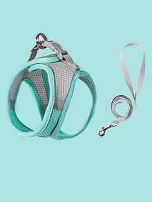 1 Set Correa y Arnés Reflectante para Gatos y Perros - Chaleco de Malla Transpirable con Correa de Nailon Acolchada, Adecuado para Razas Pequeñas a Medianas; Collar para Mascotas - Diseño Anti-Ahogo con Doble Argolla en D - Multicolor - Ver 25